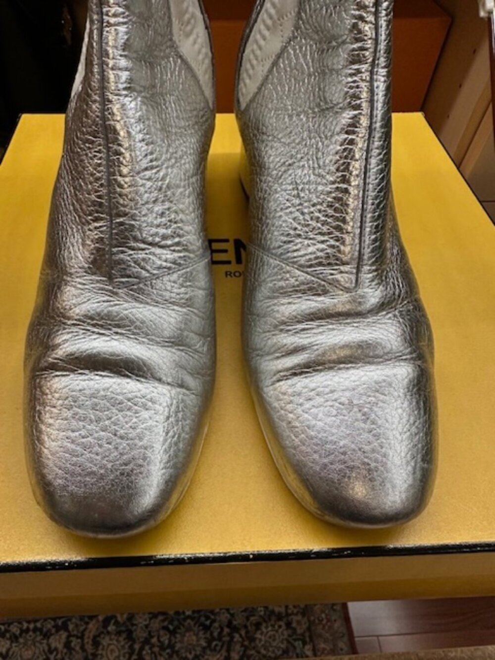 Fendi Silver Size 38 Leather Ankle Chelsea Boots - Picture 5 of 10